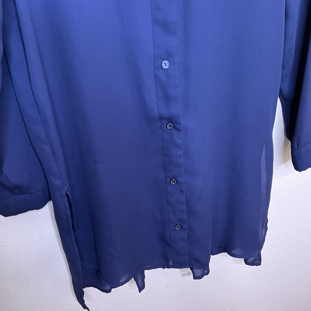 Zara Basic Collection Navy Sheer Long Sleeve Back… - image 5